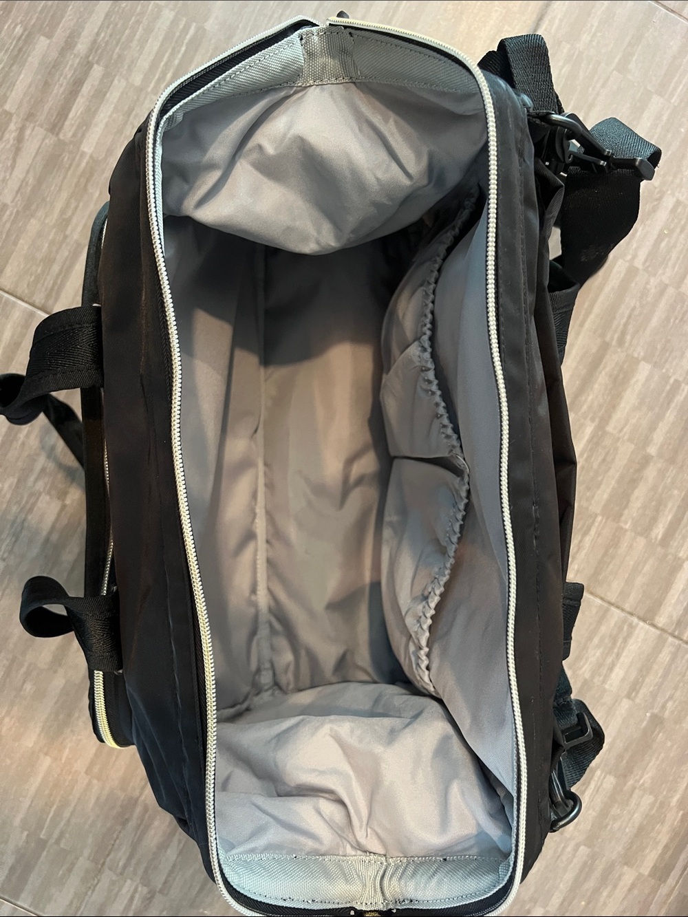Skip Hop Black Baby Diaper Bag with Gold Zipper Accents - Picture 3 of 6